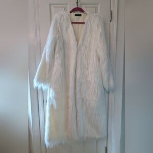 Elegant White Faux Fur Coat